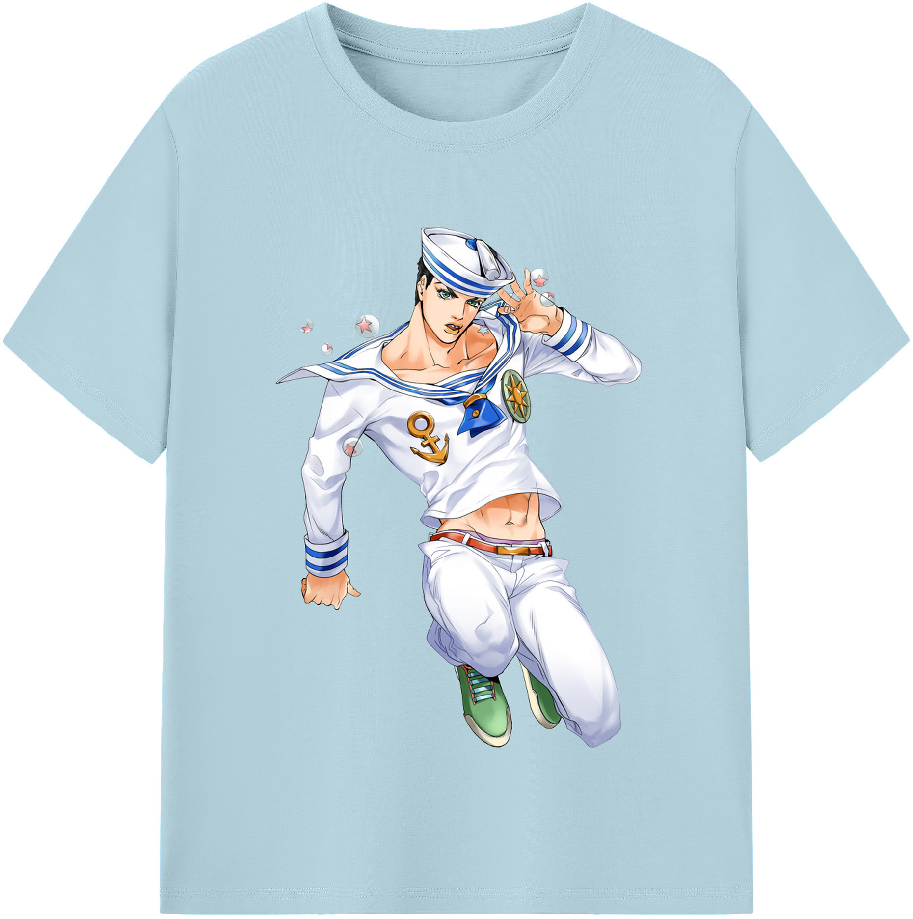 （画像用） ジョジョの奇妙な冒険 東方定助 JoJo's Bizarre Adventure Higashikata Josuke 綿100％半袖Tシャツ（フロントプリント）